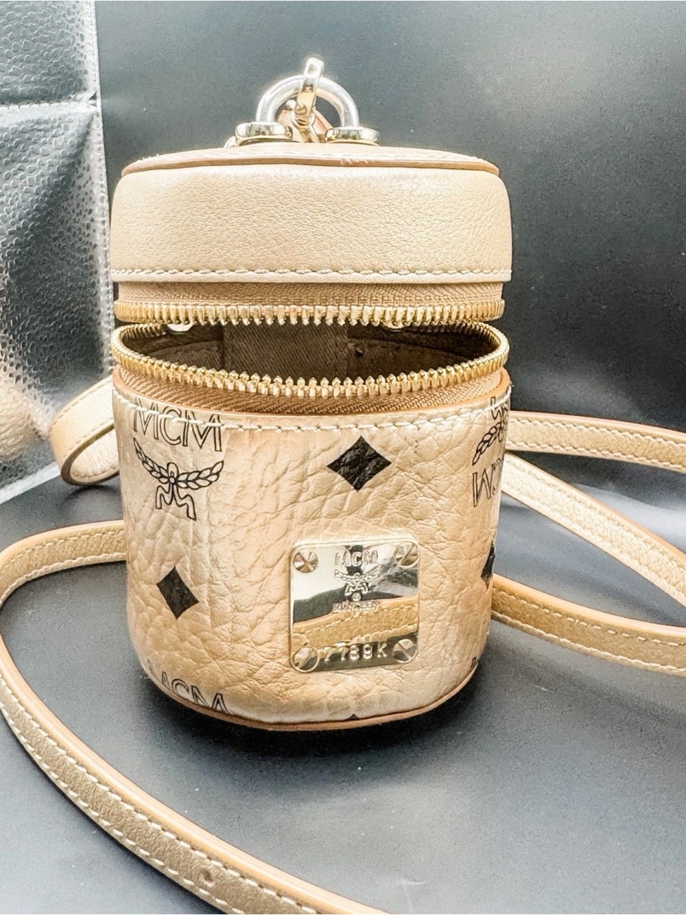 MCM Beige/Tan Monogram Mini Crossbody Case